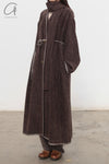 Mutedance 24 Autumn and Winter Collarless Belt Wool Coat MD-MD24FW39-BROWN